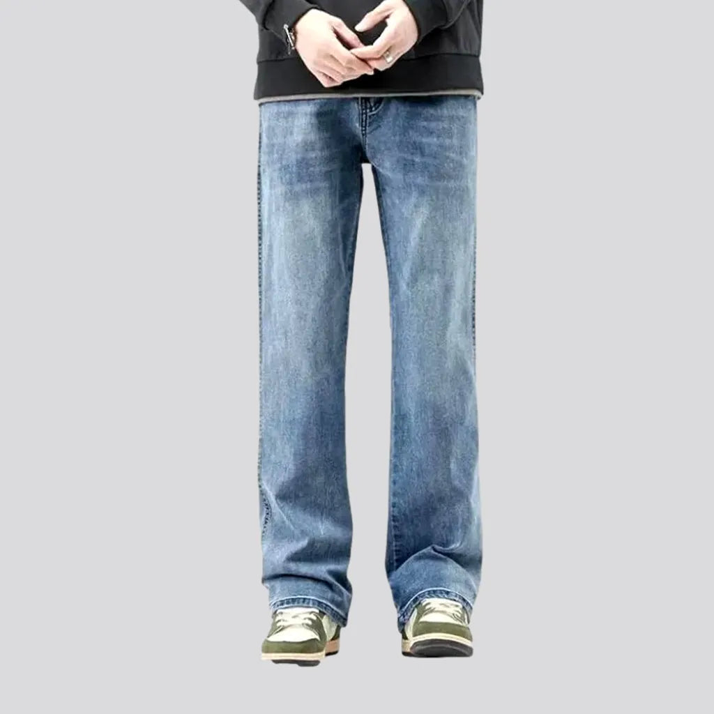 Outdoor Jeans for Adventures -Whiskered straight-cut stylish men's jeans