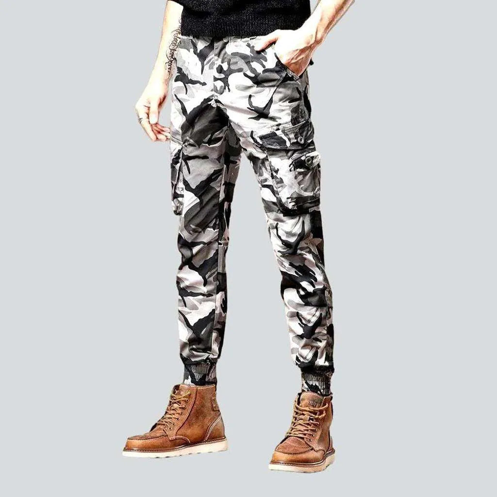 Ripped Jeans for Trendy Look -Camouflage print cargo men's jeans