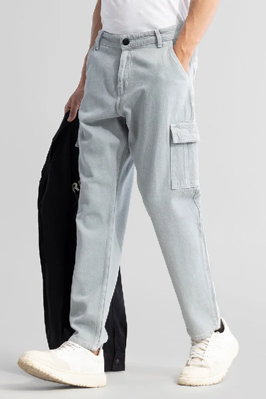 Metal Button Jeans for Classic -Cosmic Blue Baggy Fit Jeans