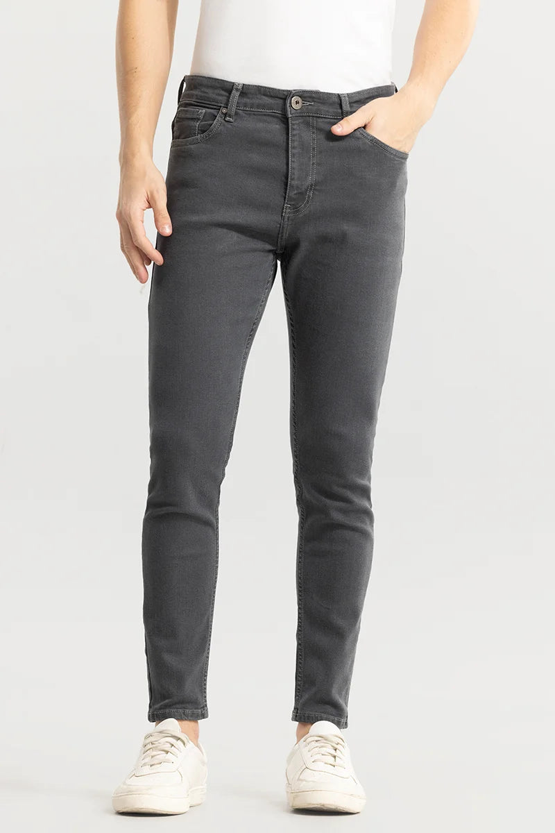 Mom Jeans for Vintage Appeal -Ashen Dark Grey Skinny Jeans