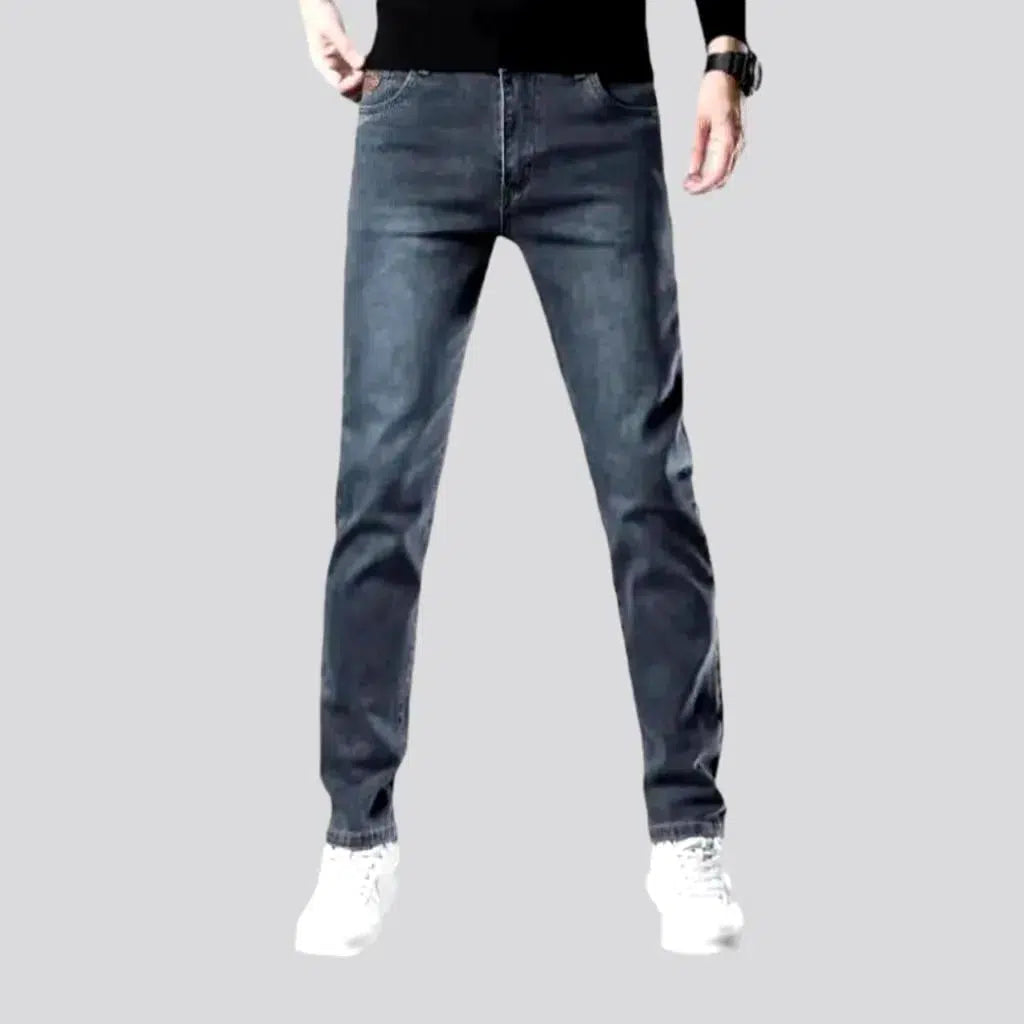 Dark Wash Jeans for Elegance -Blue men's street jeans