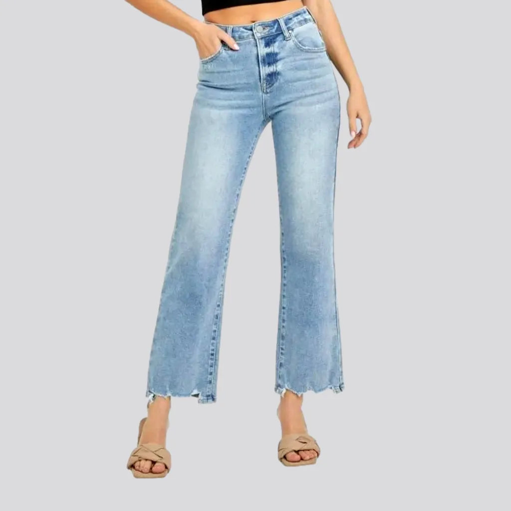 Raw Denim Jeans for Authentic -Retro light wash jeans for ladies