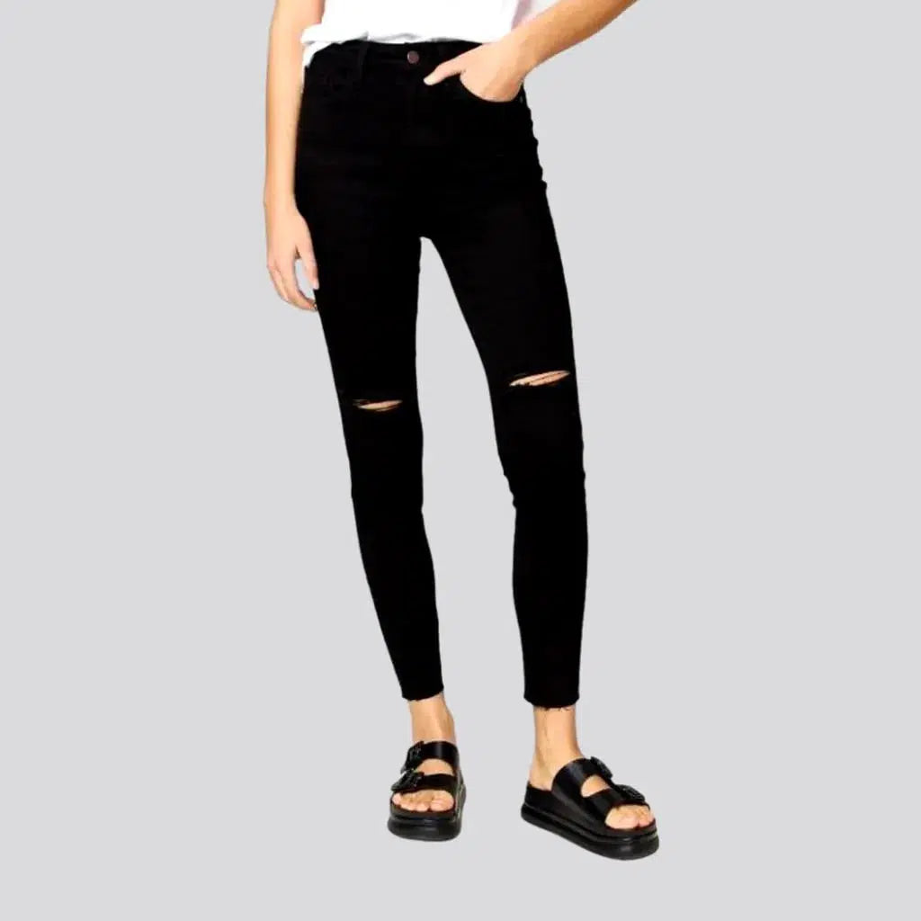 Valentine's Day Jeans for Romantic -High-waist ripped jeans
 for women