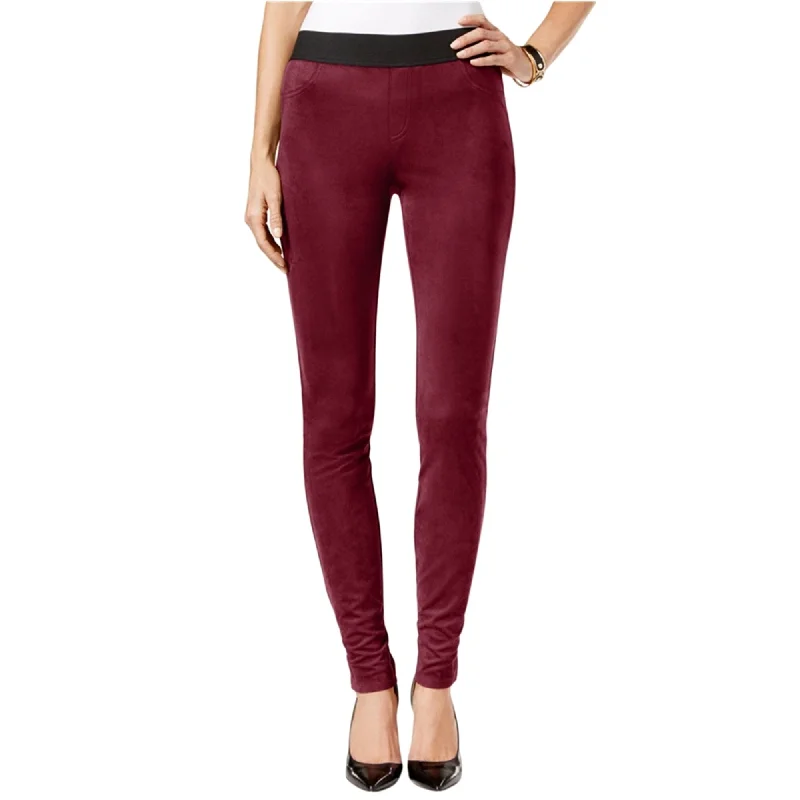 High-rise tight trousers for women with side zippers for easy styling -I-N-C Womens Faux Suede Casual Leggings