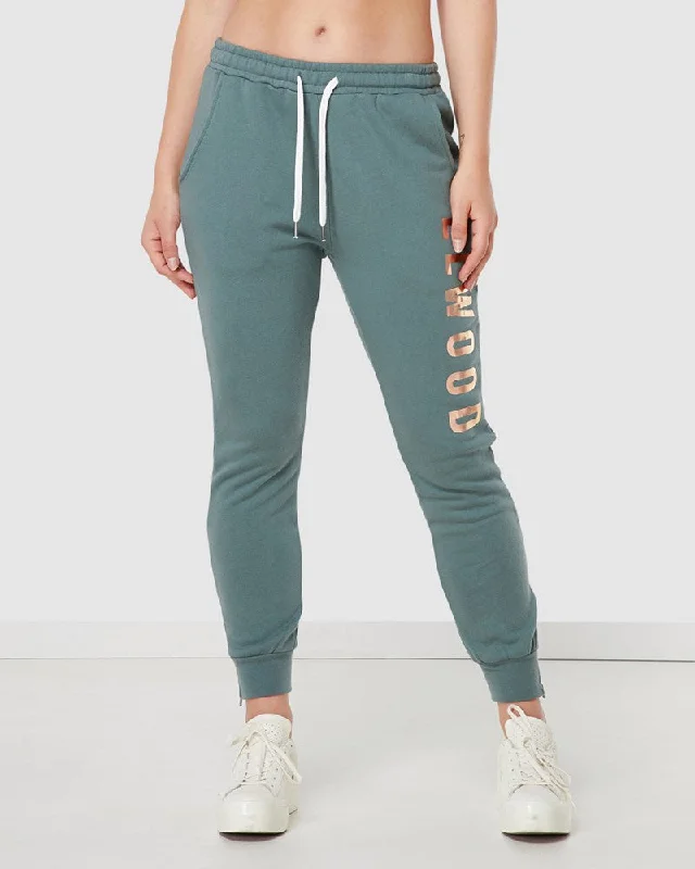 Tight cargo trousers for women with stylish pockets and slim cut for urban look -Elwood Huff N Puff Track Pants Hunter Green