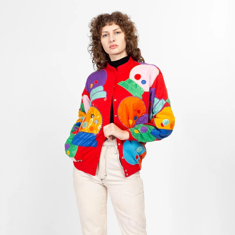 Wrap Blouses for Adjustable -Medium 80s Gumball Novelty Cardigan Sweatshirt