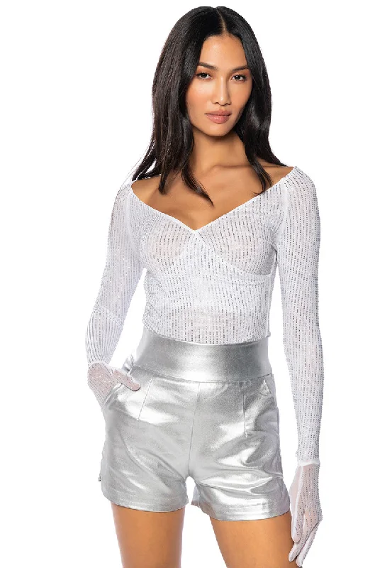 Nursing Blouses for Mothers -KATARINA WHITE MESH GLOVED SHIRT