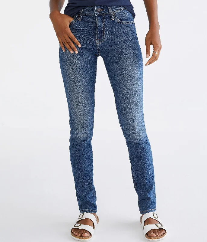 Skinny tight trousers for men with fade-resistant fabric for long-lasting wear -Aeropostale Women's Premium Seriously Stretchy Mid-Rise Skinny Jean