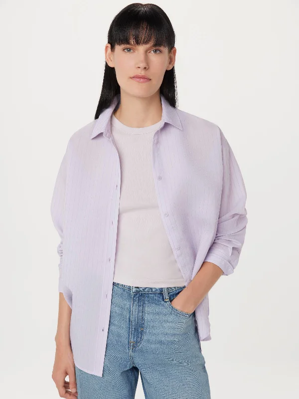 Party Blouses for Night Out -The Textured Sheer Shirt in Lilac