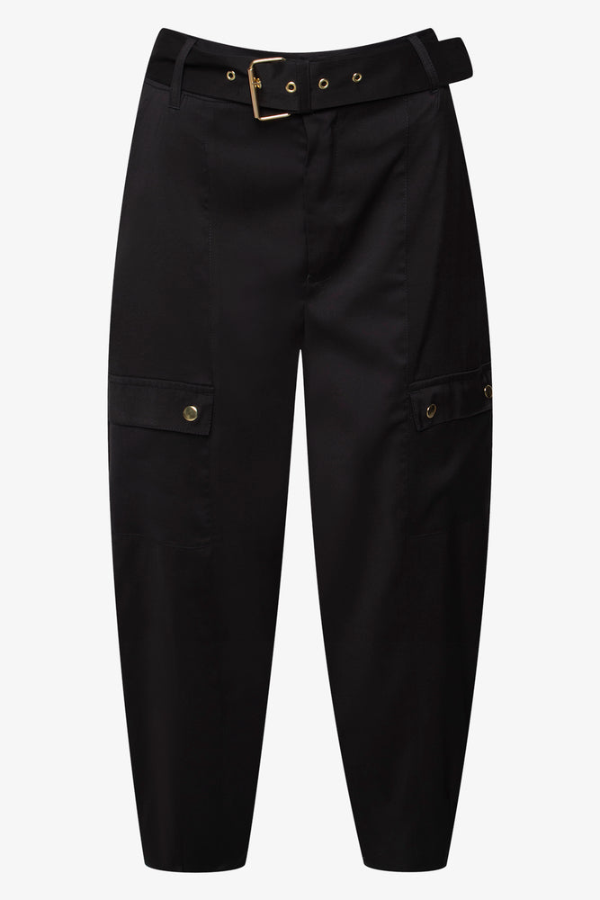 Classic tight trousers for men with slim fit and professional appearance -Belted Woven Utility Pant