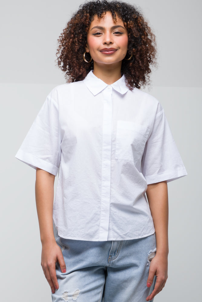 Black Blouses for Versatile -Short Sleeve Shirt White