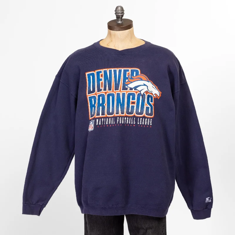 V Neck Blouses for Flattering -XL 90s Denver Broncos NFL Starter Sweatshirt