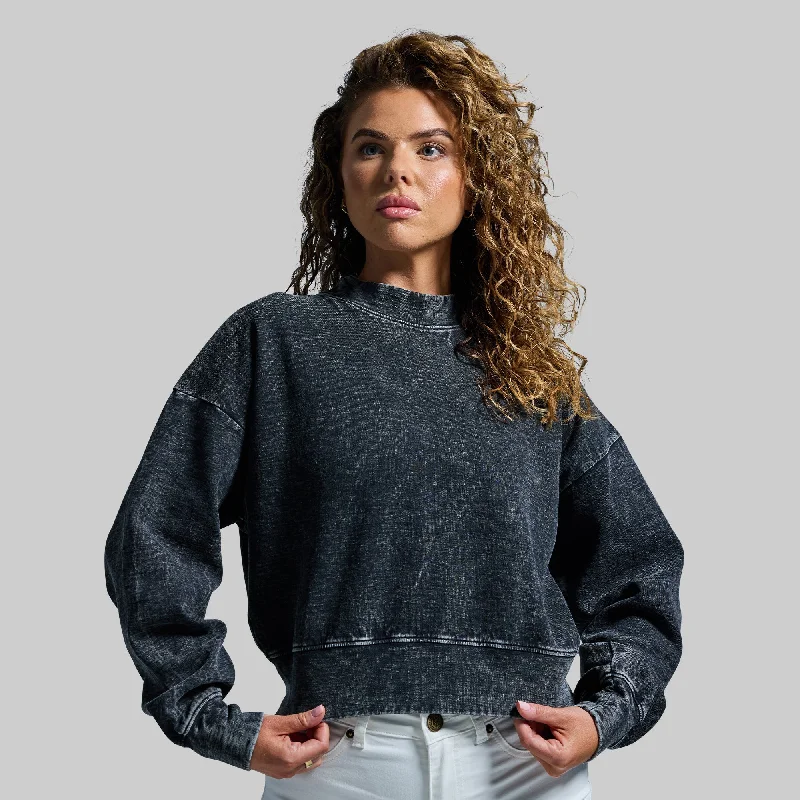 Dress Shirts for Formal Look -Good Karma Cropped Sweatshirt (Washed Black)