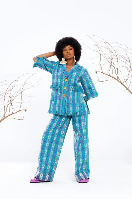 Cotton Shirts for Comfort -Atuche Osisi wooden set with an oversized shirt and trousers