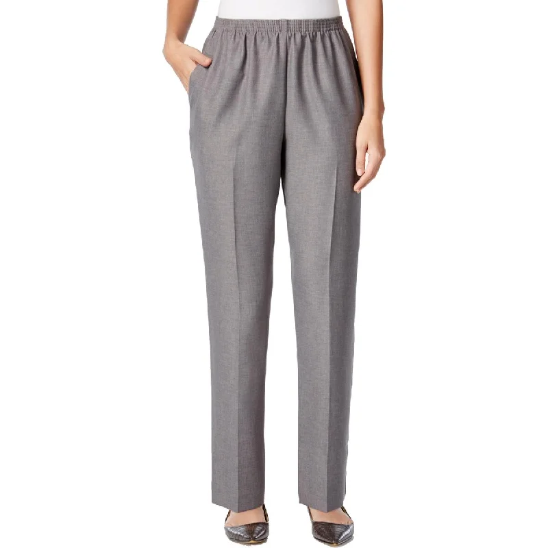 Stretchy knit tight trousers for women with soft fabric and relaxed fit -Alfred Dunner Womens Solid Pocketed Dress Pants