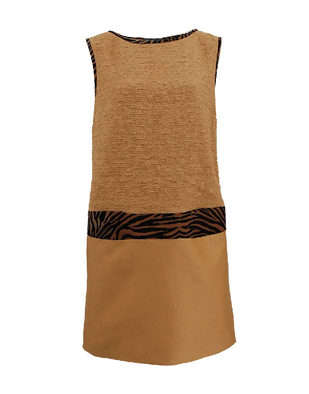 Ethnic Dresses with Tribal Design -Sleeveless Print Band Shift Dress