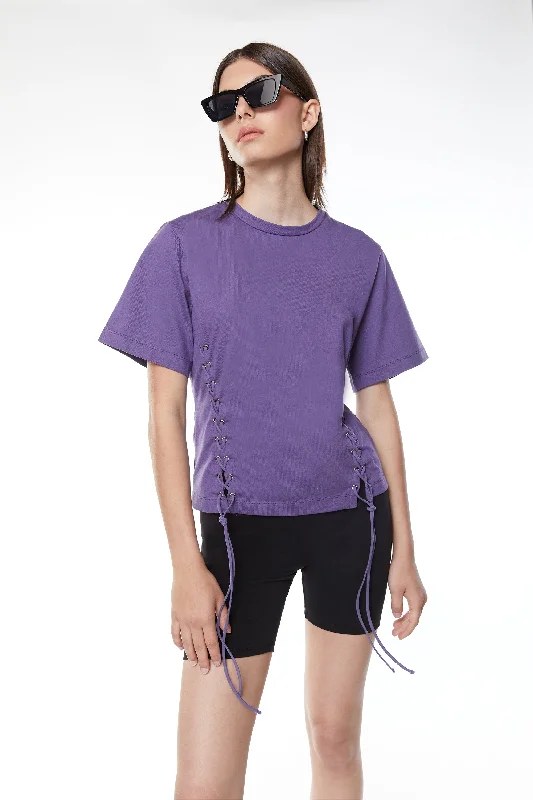 Push Back Blouses for Convenience -LACE UP T-SHIRT