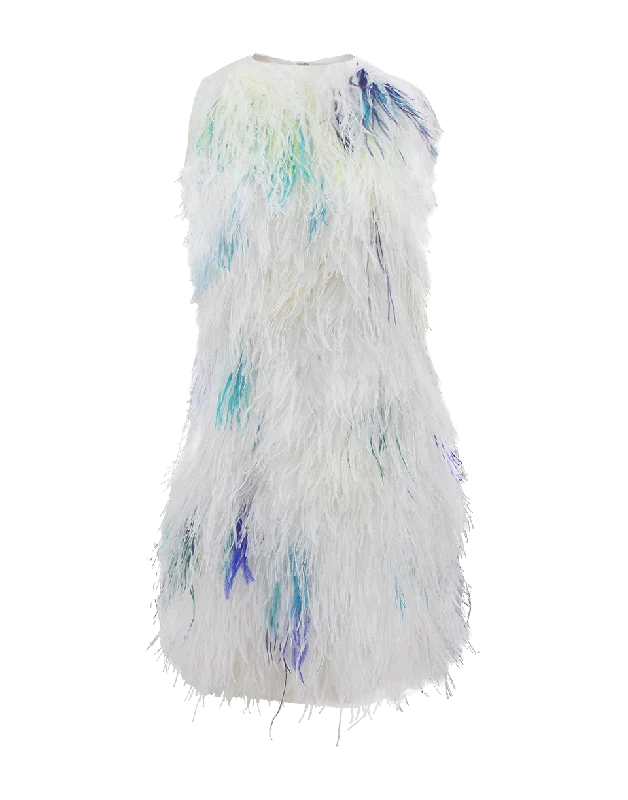 Silk Dresses for Luxurious -Plume Feather Shift Dress