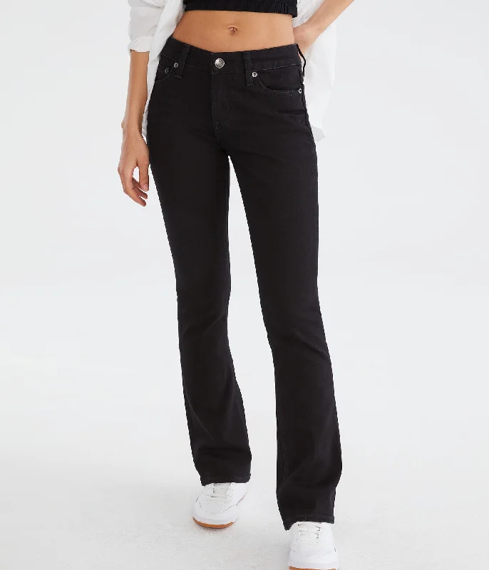 Casual tight trousers for women with cotton blend fabric for easy everyday wear -Aeropostale Mid-Rise Bootcut Jean