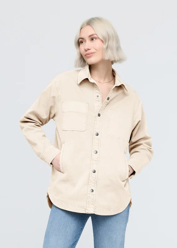 One Shoulder Blouses for Trendy -LuxTwill Overshirt -  Ecru