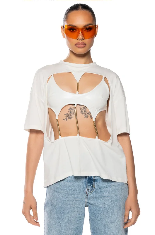 Lead Free Blouses for Health -ELEANOR LAYERED CUTOUT TSHIRT