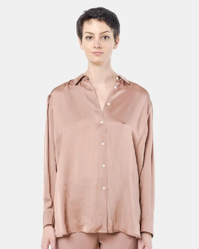 Striped Blouses for Fashionable -Elma Air Shirt in Nude Pink