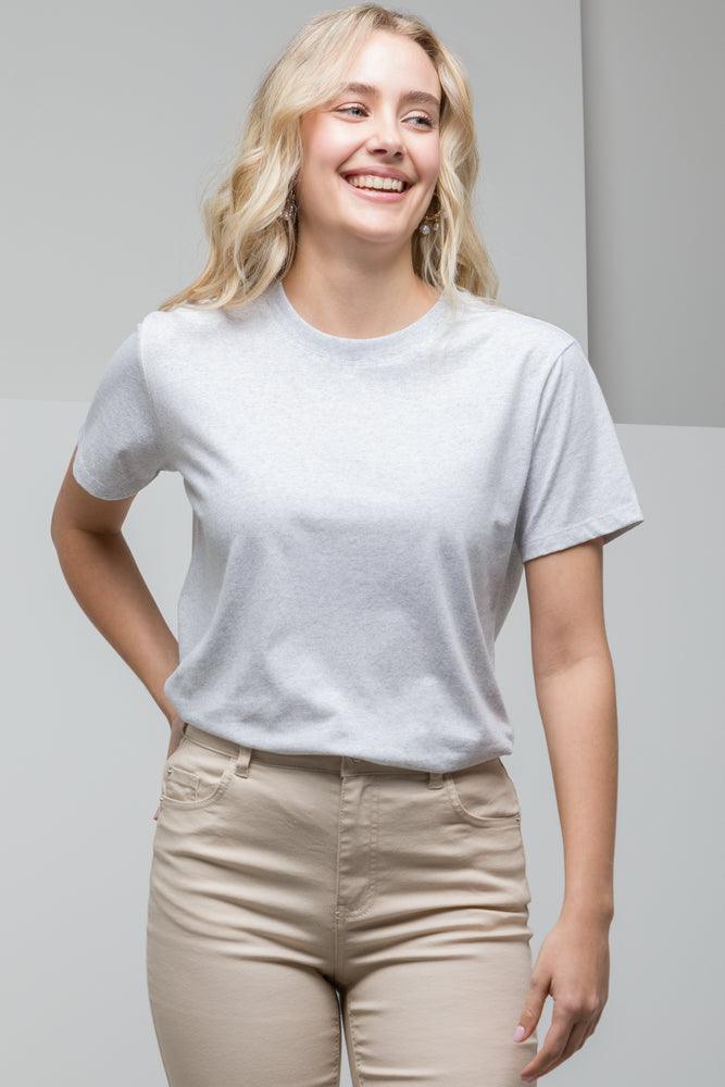 Solid Color Blouses for Simple -Short Sleeve T-Shirt Grey