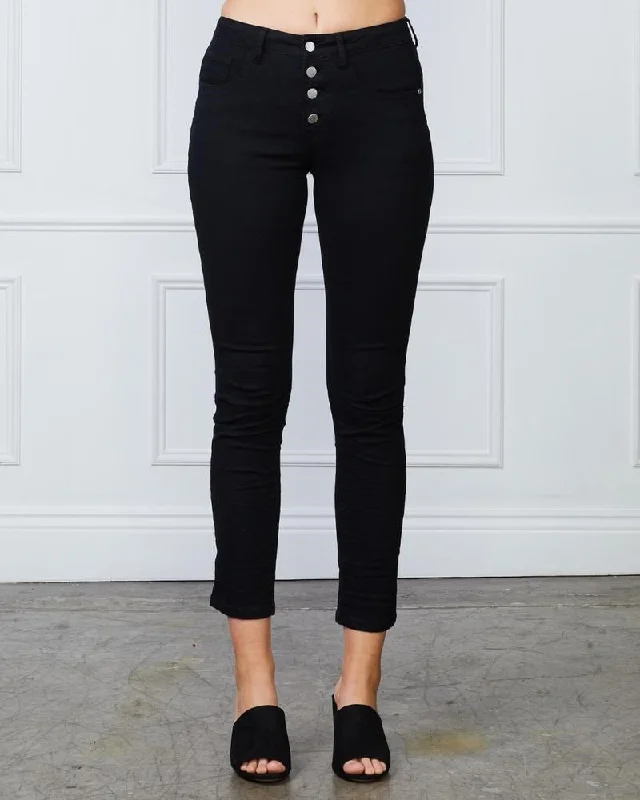 Tight trousers for men with zip fly and flat-front design for a polished look -Imonni Sophia Mid Rise Jeans Black