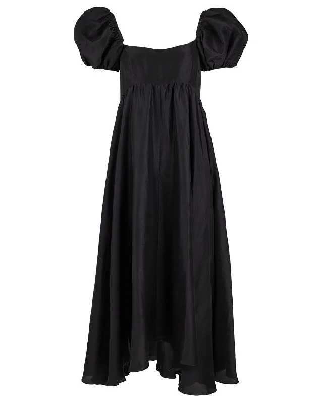 Cocktail Dresses for Party Time -Rory Raw Silk Black Dress