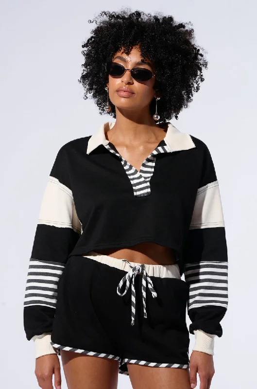 Casual Blouses for Everyday -ON MY MIND CROP SWEATSHIRT