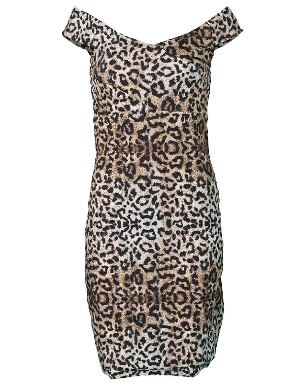 Punk Dresses with Spikes -Leopard Off Shoulder Dress