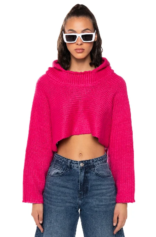 Magnetic Closure Blouses for Easy -WORSHIP ME HOODED CROP SWEATSHIRT