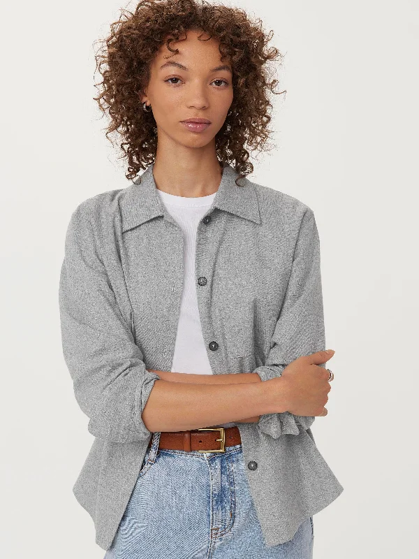 Printed Blouses with Patterns -The Flannel Overshirt  in Light Grey