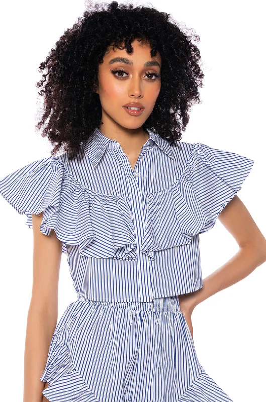 Indian Blouses with Intricacy -ALICE RUFFLE DETAIL POPLIN SHIRT