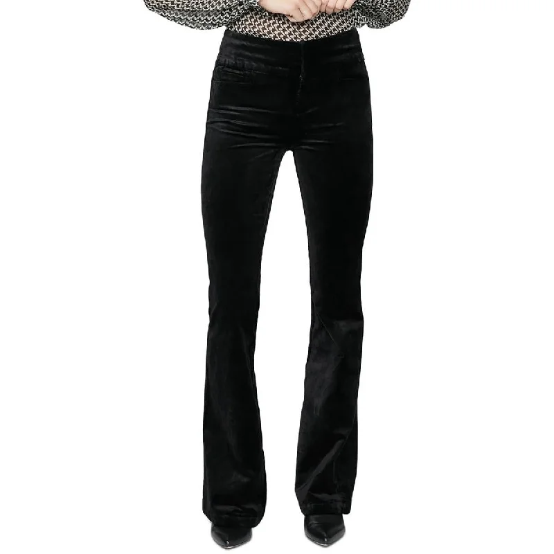 High-rise tight trousers for women with side zippers for easy styling -Paige Womens Lou Lou Velvet Flare High-Waist Pants