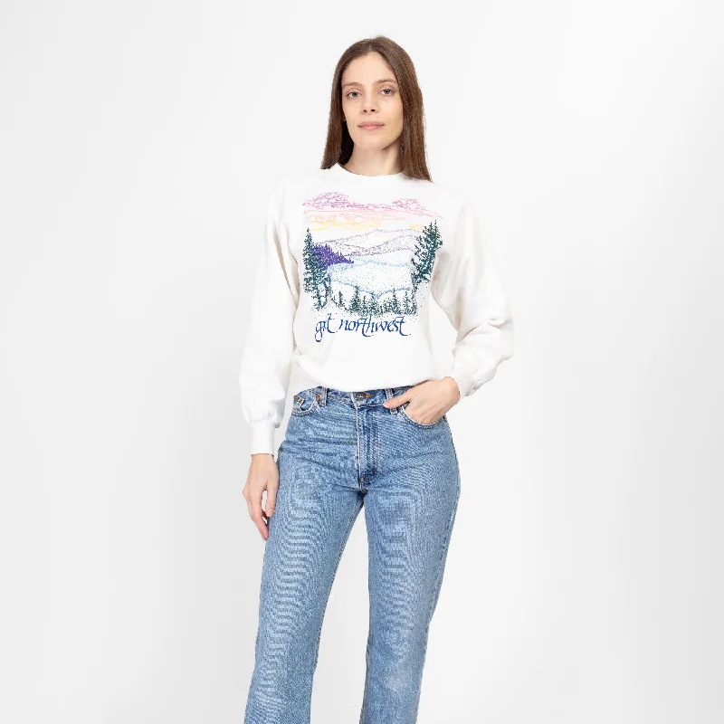 High Neck Blouses for Modest -Medium 90s Great Northwest Tourist Sweatshirt