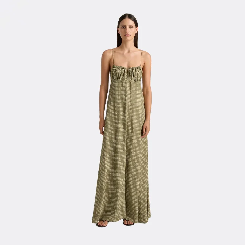 Wool Dresses for Warmth -Anessa Maxi Dress (Oliander Khaki)