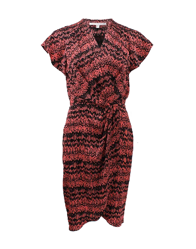 Bohemian Dresses with Tassels -V-Neck Ruched Rain Print Dress