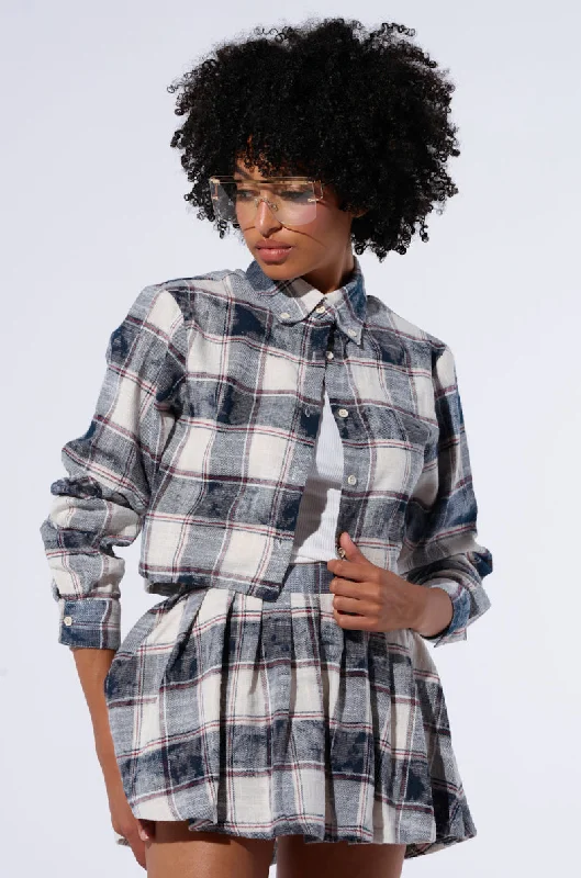 Cocktail Blouses for Event -BELLA PLAID BUTTON DOWN SHIRT