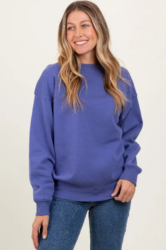 Tie Neck Blouses for Chic -Periwinkle Basic Fleece Crewneck Sweatshirt