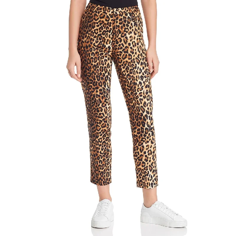 Cozy tight trousers for women with fleece-lined fabric for warmth during cold weather -Lucy Paris Womens Nahla Animal Print Cropped Straight Leg Pants