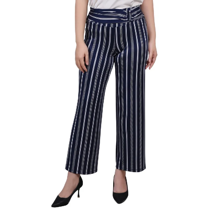 Tailored stretch tight trousers for women with comfortable waistband and flattering design -NY Collection Womens Petites Belted  Cropped Pants