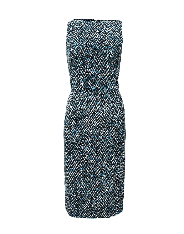 Minimalist Dresses for Simplicity -Tweed Print Slim Dress