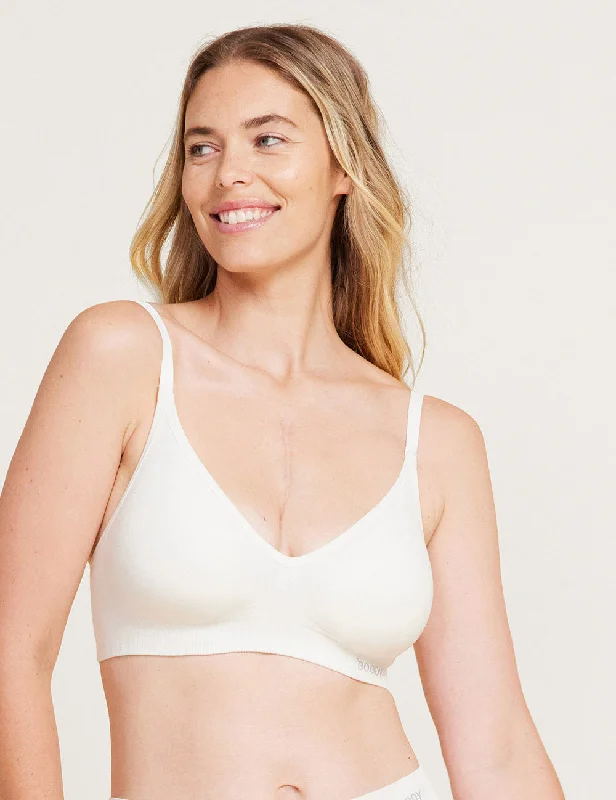 Screw Back Blouses for Security -Wireless T-Shirt Bra - White