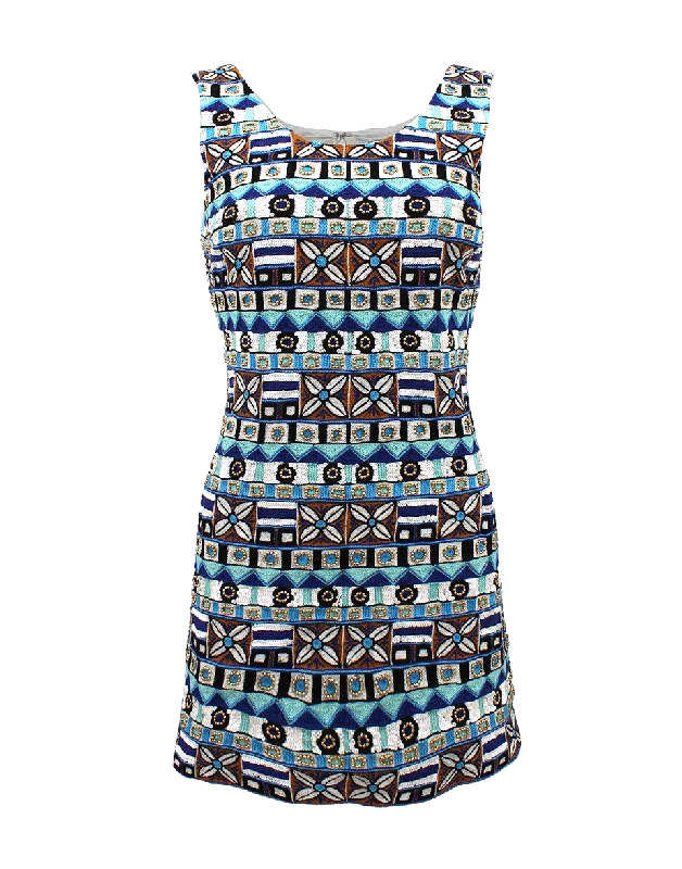 Zippered Dresses for Convenience -Beaded Cocktail Dress