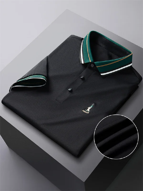 Spandex Shirts for Fit -Ice Silk Polo Shirt - Solid Color