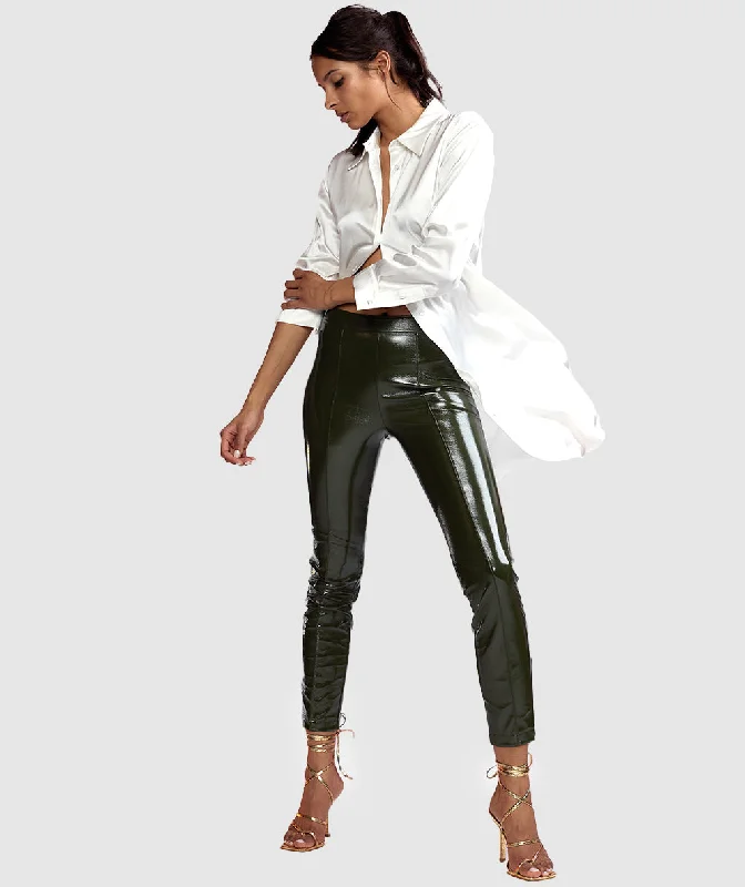 Skinny fit tight trousers for women with minimalistic design for clean look -Vegan Leather Pant