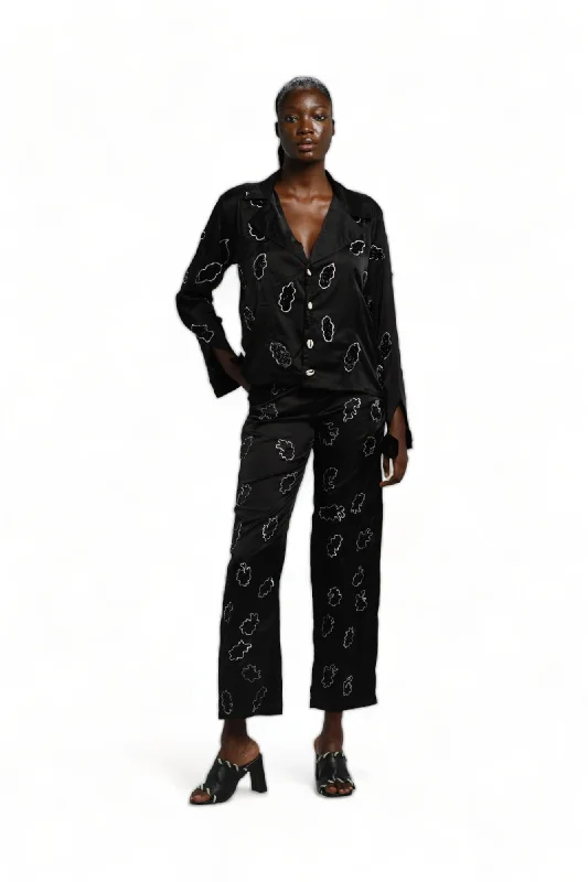 Twill Shirts for Durable -Cute-Saint Aya Co-ord Set with a lapel collar shirt and a straight-cut pant