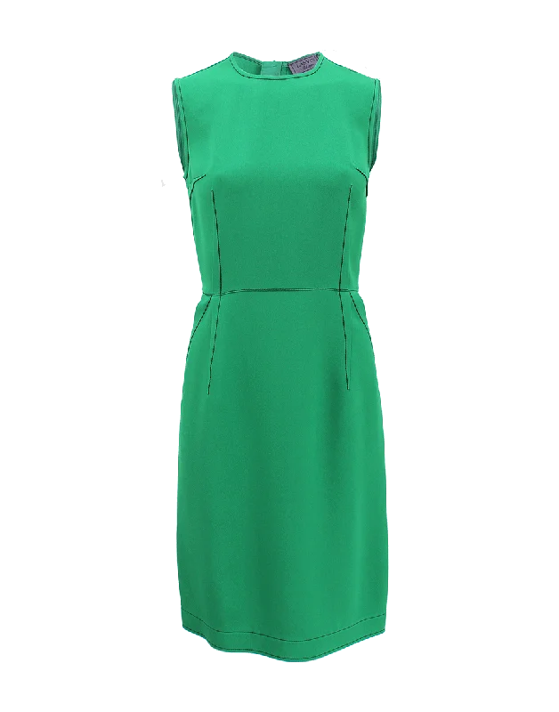 Green Dresses for Nature -Green Darted Back Zip Dress