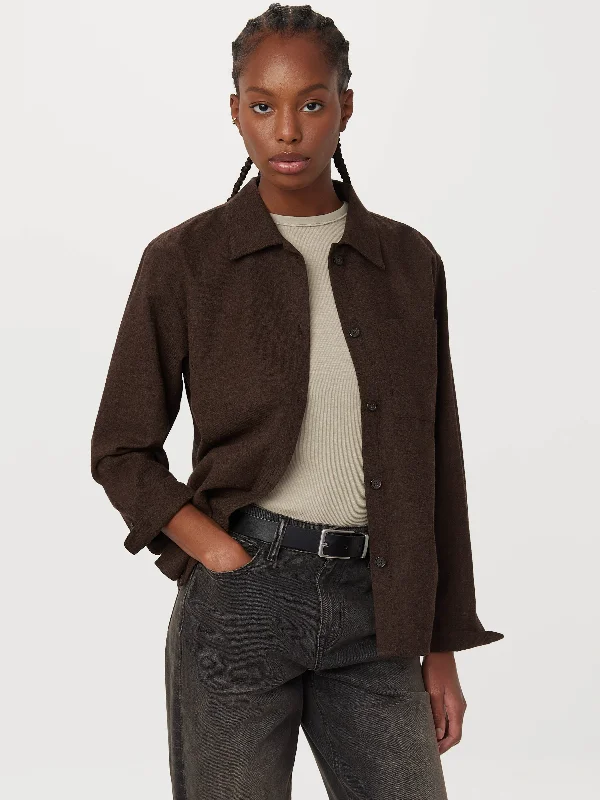 Striped Blouses for Fashionable -The Flannel Overshirt  in Dark Chocolate